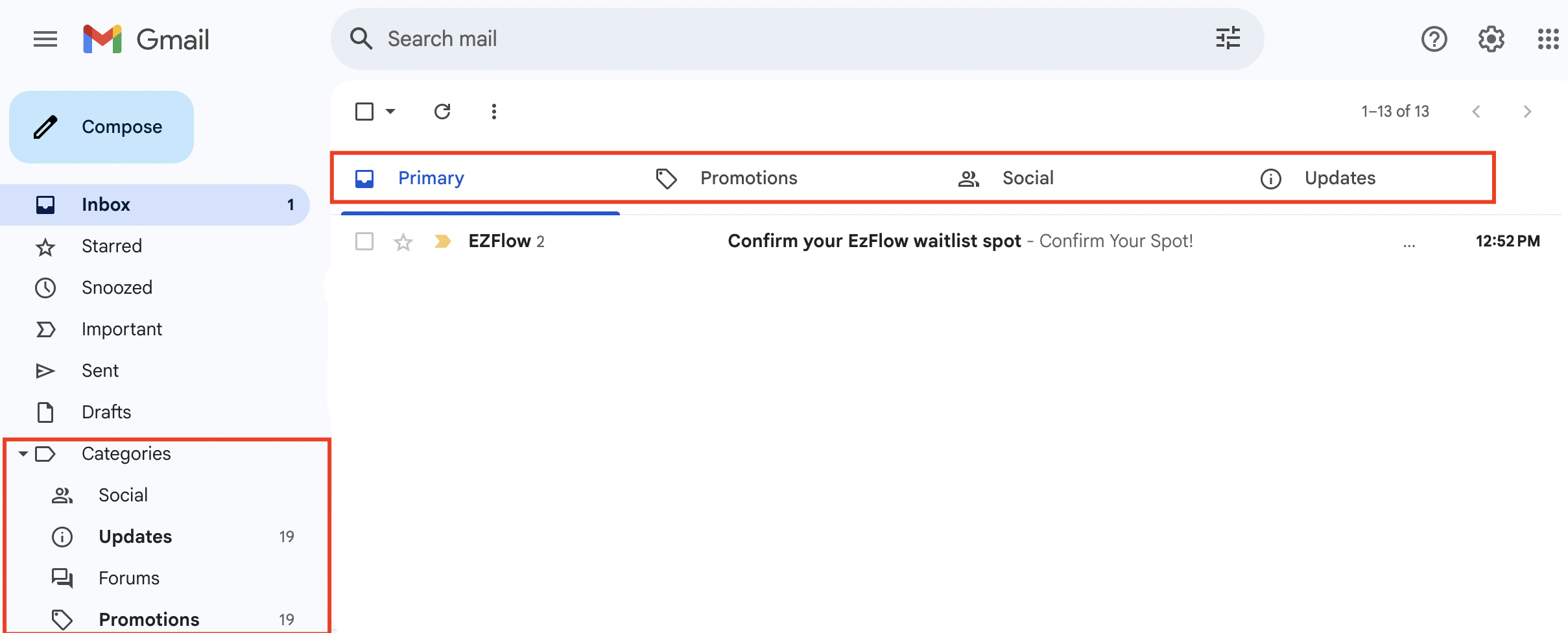 Gmail Categories